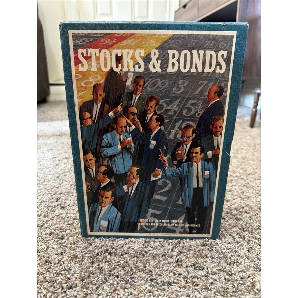 Vintage 1964 Stocks & Bonds Boars Game By 3M - Complete Except Dice